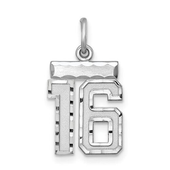 Sterling Silver, Varsity Collection, Small D/C Pendant, Number 16 - Picture 1 of 4